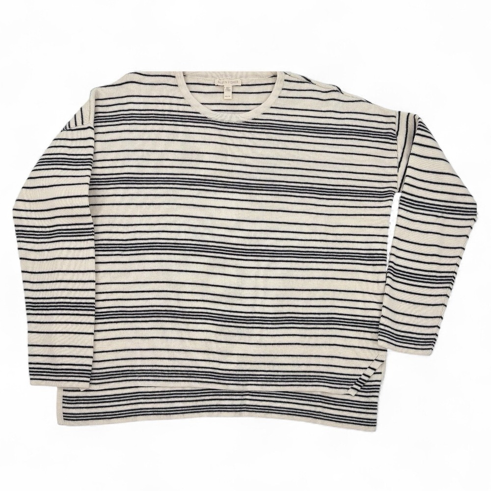 Eileen Fisher Breton Striped Organic Cotton LS Pullover XS (fits‎ like Medium)